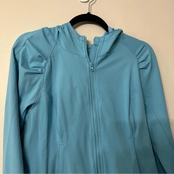 Yogalicious Lux Women's Long Sleeve Light Blue Zip-Up Hooded Jacket Size L GUC - Picture 8 of 9
